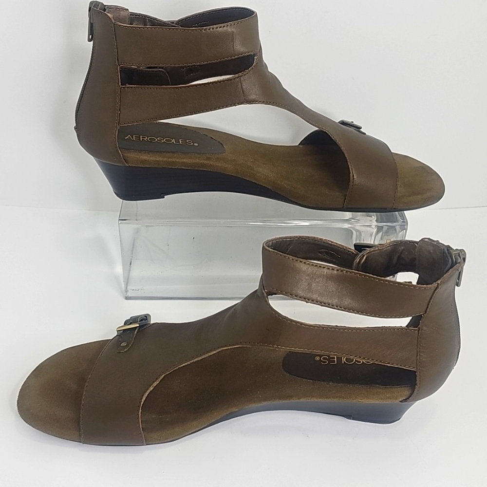 Aerosoles Leather Women's Sandals, Size 11, Army Green